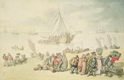 Desembarco en el río Medina, Isla de Wight de Thomas Rowlandson